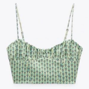 Zara Floral Patterned Corset Tank Top Size Small